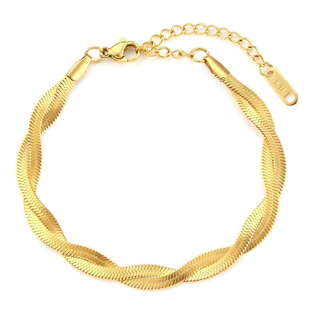 Brand New 18K Gold Braided Sturdy Bracelet